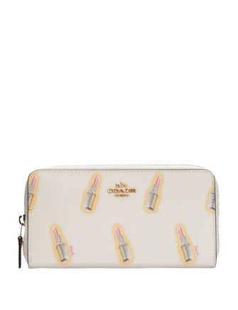 Coach Accordion Zip Wallet with Lipstick Print